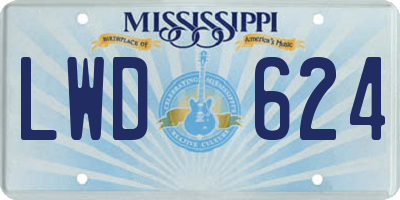MS license plate LWD624