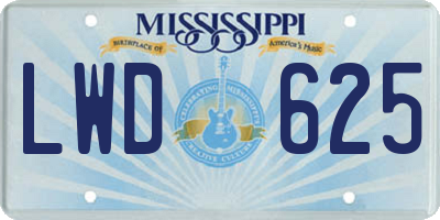 MS license plate LWD625