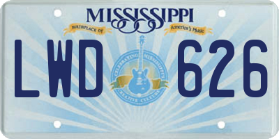 MS license plate LWD626