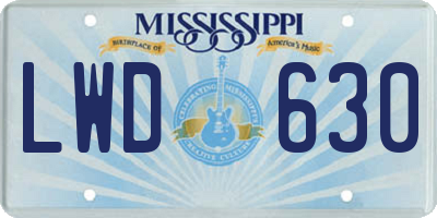 MS license plate LWD630