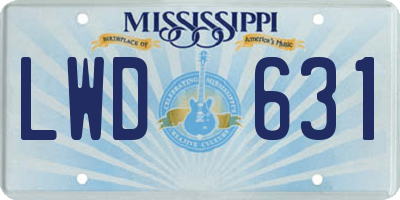 MS license plate LWD631