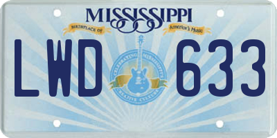 MS license plate LWD633
