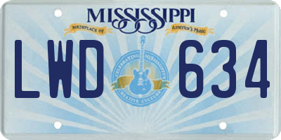 MS license plate LWD634