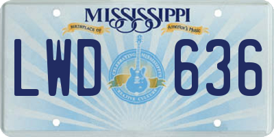 MS license plate LWD636