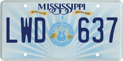 MS license plate LWD637