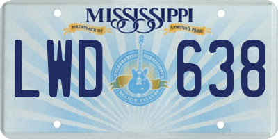 MS license plate LWD638