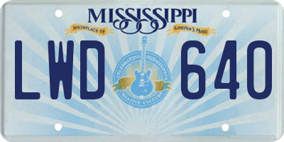 MS license plate LWD640
