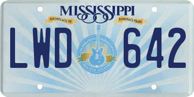 MS license plate LWD642