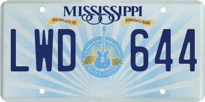 MS license plate LWD644