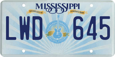 MS license plate LWD645