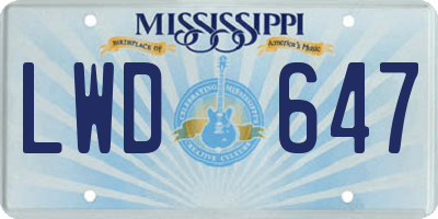 MS license plate LWD647