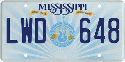 MS license plate LWD648
