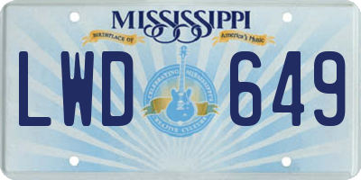 MS license plate LWD649