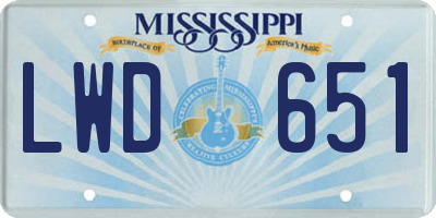 MS license plate LWD651