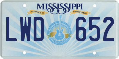 MS license plate LWD652