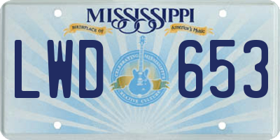 MS license plate LWD653