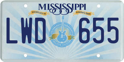 MS license plate LWD655