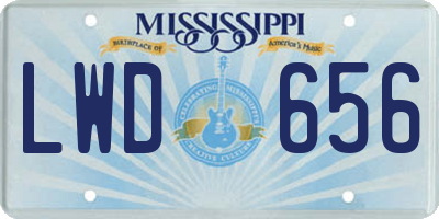 MS license plate LWD656