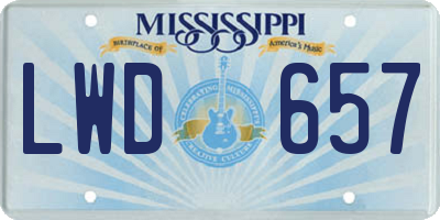 MS license plate LWD657
