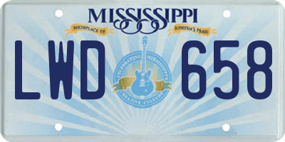 MS license plate LWD658