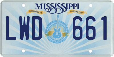 MS license plate LWD661