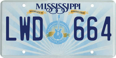 MS license plate LWD664
