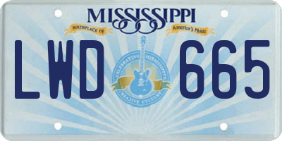 MS license plate LWD665