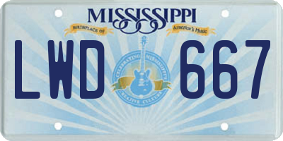 MS license plate LWD667