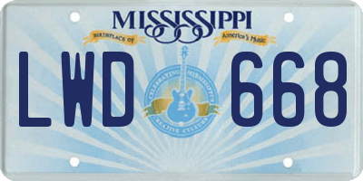 MS license plate LWD668