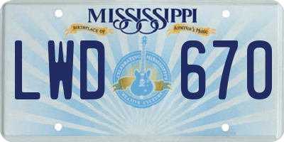 MS license plate LWD670