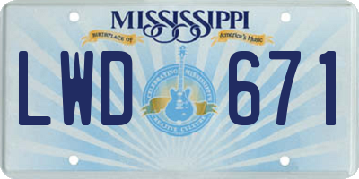 MS license plate LWD671