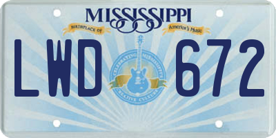 MS license plate LWD672