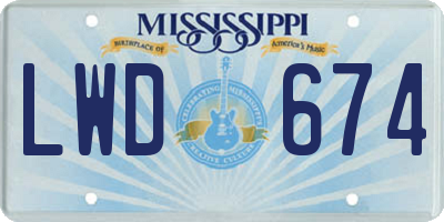 MS license plate LWD674