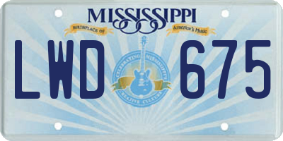 MS license plate LWD675