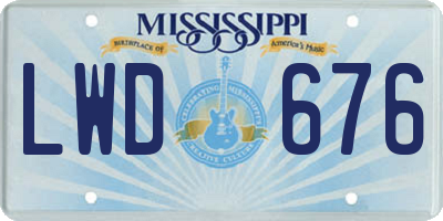 MS license plate LWD676