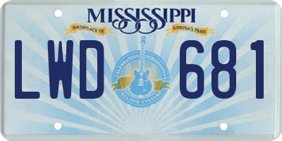 MS license plate LWD681