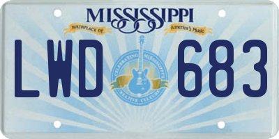 MS license plate LWD683