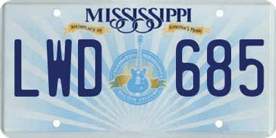 MS license plate LWD685