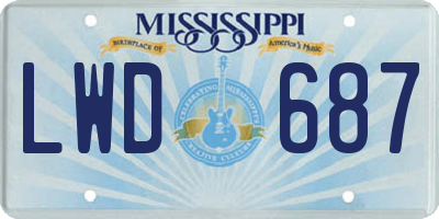 MS license plate LWD687