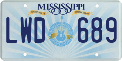 MS license plate LWD689