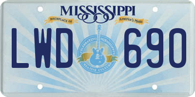 MS license plate LWD690