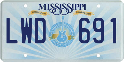 MS license plate LWD691