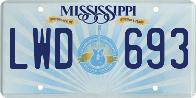 MS license plate LWD693