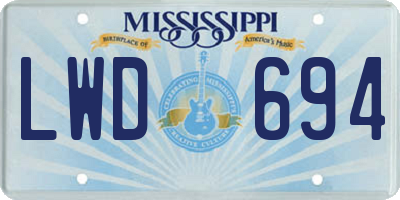 MS license plate LWD694