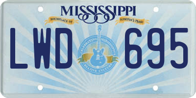 MS license plate LWD695