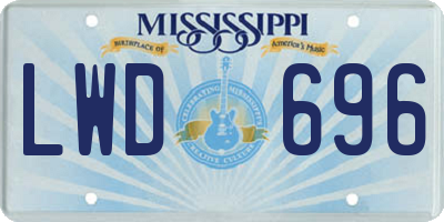 MS license plate LWD696