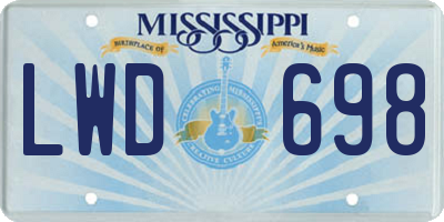 MS license plate LWD698