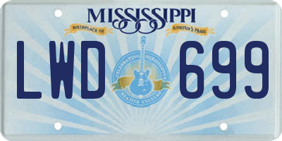 MS license plate LWD699
