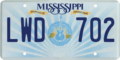MS license plate LWD702