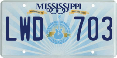 MS license plate LWD703